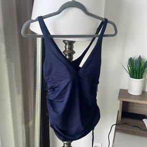 Side scrunch swim blue tank size Large brand new